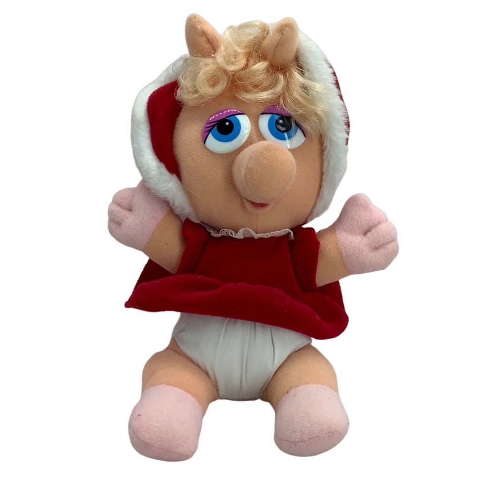 Vtg 1987 Baby Miss Piggy Plush Stuffed Animal Doll Toy 11" Jim Henson Associates